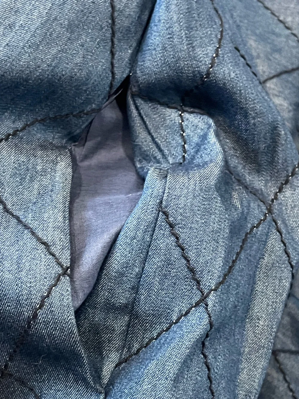 Kate Spade quilted chambray denim shift dress Diamond Stitch Pattern Size 6